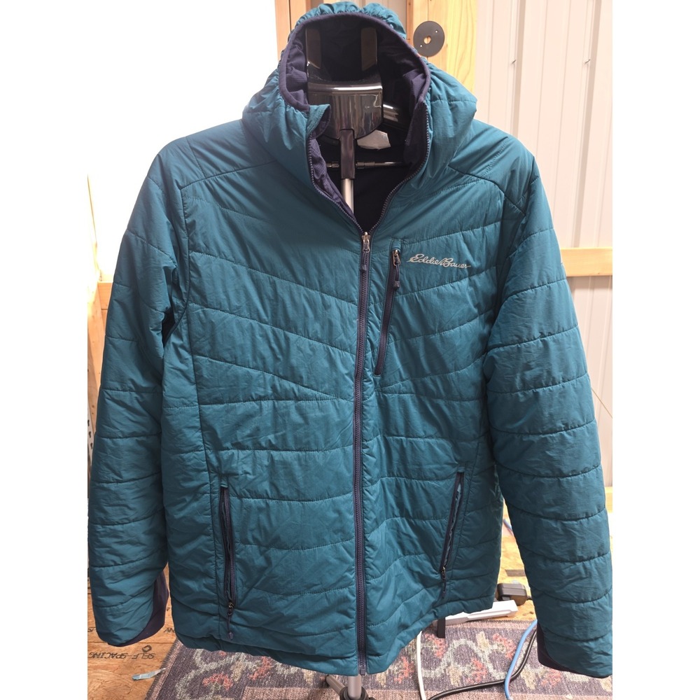 Eddie Bauer Men's Navy Blue First Ascent Ignitelite Reversible Hooded Jacket